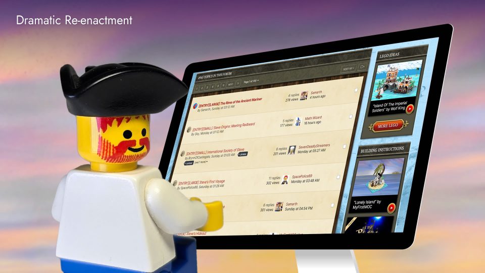 Steve browsing the LEGO Pirate MOC Forum