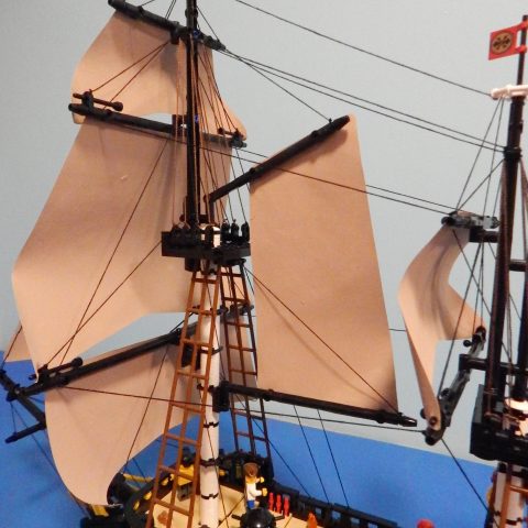 Close-up of the main sail