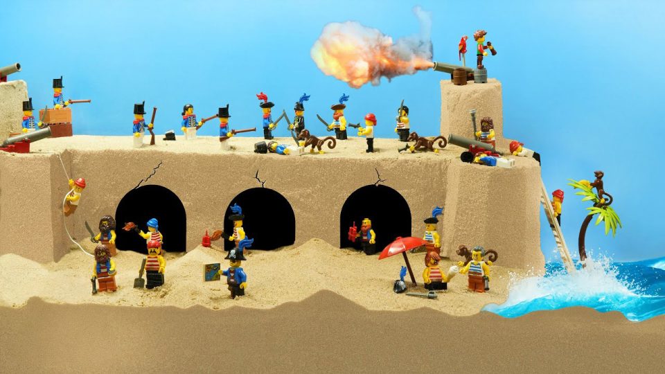 LEGO Pirates sand fort hit by a tsunami